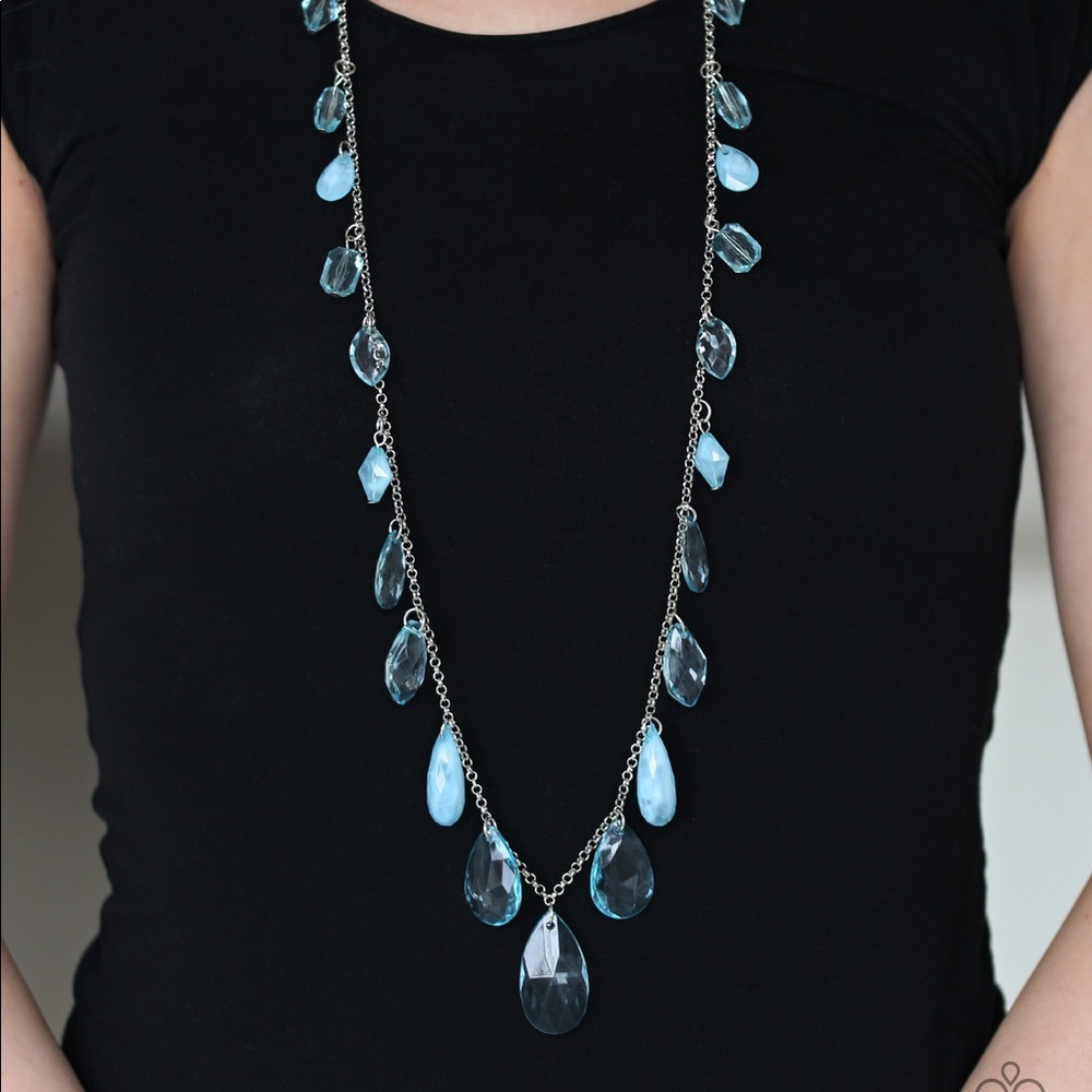 Silver and clear blue crystals